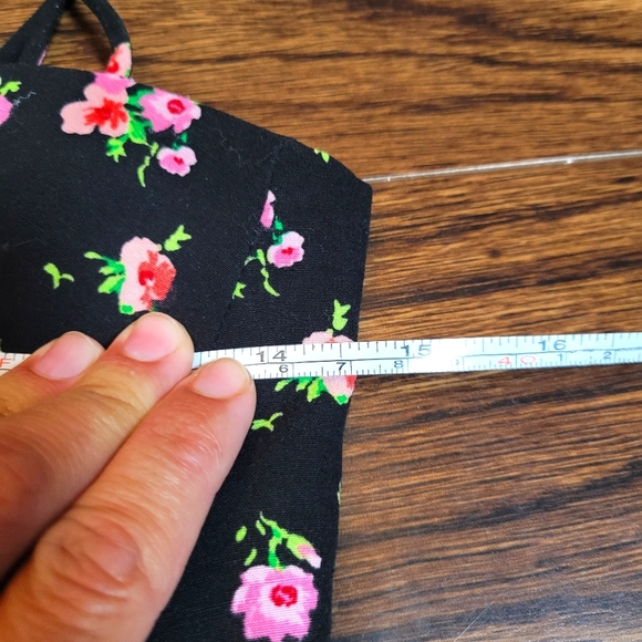ZARA NEW Black Rose Floral Prints Cropped Top Spaghetti Straps Size Zipper XS-S - Picture 11 of 15